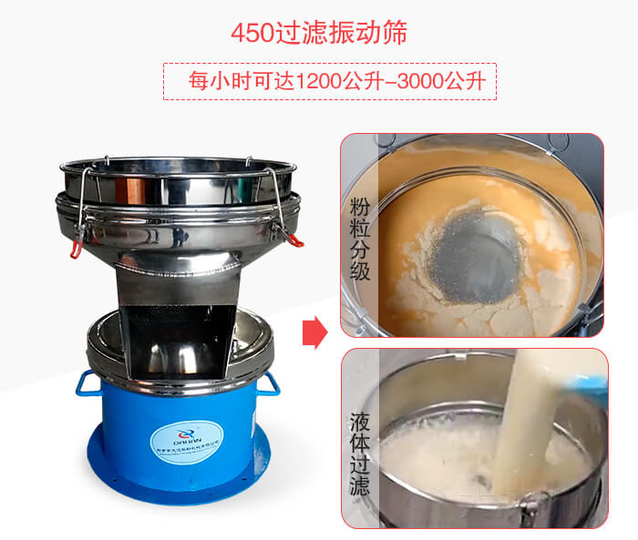 450過濾振動(dòng)篩粉狀，液體物料篩分過濾展示圖